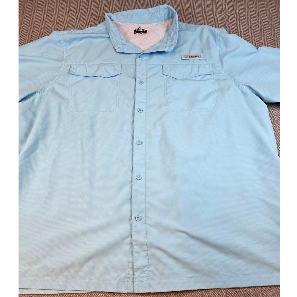 Habit Mens Short Sleeve Fishing Shirt Sail Blue UPF 40+ Ripstop 3XL TS1326